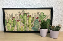 Carregar imagem no visualizador da galeria, Quadro de Azulejo, Pintado à Mão, com Moldura, Pintura Original, Cactos, Pop Art, Decoração, Arte para Pendura, Natureza,