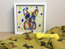 Carregar imagem no visualizador da galeria, Quadro com ilustração, com Moldura, Cachorro Buldogue, Arte para Pendura, Gravura, reprodução, Arte Impressa, Papel Fotográfico, Giclée