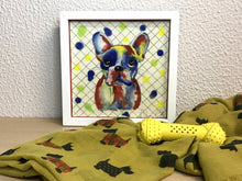 Carregar imagem no visualizador da galeria, Quadro com ilustração, com Moldura, Cachorro Buldogue, Arte para Pendura, Gravura, reprodução, Arte Impressa, Papel Fotográfico, Giclée