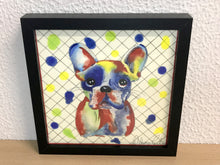 Carregar imagem no visualizador da galeria, Quadro com ilustração, com Moldura, Cachorro Buldogue, Arte para Pendura, Gravura, reprodução, Arte Impressa, Papel Fotográfico, Giclée