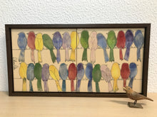 Carregar imagem no visualizador da galeria, Quadro de Azulejo, Pintado à Mão, com Moldura, Pintura Original, Varal de pássaros, Pop Art, Decoração, Arte para Pendura, Natureza,