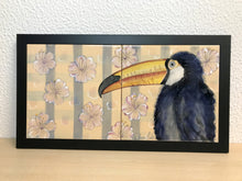 Carregar imagem no visualizador da galeria, Quadro de Azulejo, Pintado à Mão, com Moldura, Pintura Original, Tucano, Passaro Exótico, Tropical, Decoração, Arte para Pendura, Natureza