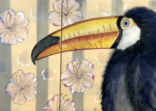 Carregar imagem no visualizador da galeria, Quadro de Azulejo, Pintado à Mão, com Moldura, Pintura Original, Tucano, Passaro Exótico, Tropical, Decoração, Arte para Pendura, Natureza