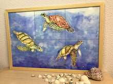 Carregar imagem no visualizador da galeria, Ilustração Tartarugas, Tartarugas marinhas, Fundo do Mar, Quadro, Decoração, Reprodução do Original, Edição Limitada, Número de série,
