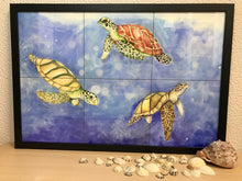 Carregar imagem no visualizador da galeria, Ilustração Tartarugas, Tartarugas marinhas, Fundo do Mar, Quadro, Decoração, Reprodução do Original, Edição Limitada, Número de série,