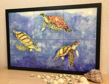 Carregar imagem no visualizador da galeria, Ilustração Tartarugas, Tartarugas marinhas, Fundo do Mar, Quadro, Decoração, Reprodução do Original, Edição Limitada, Número de série,