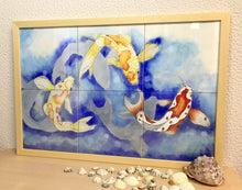 Carregar imagem no visualizador da galeria, Ilustração Carpas, Quadro, Decoração, Reprodução do Original, Gravura, Giclée, Peixes, Edição Limitada, Número de série,