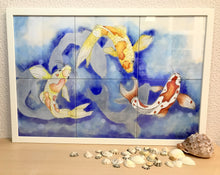 Carregar imagem no visualizador da galeria, Ilustração Carpas, Quadro, Decoração, Reprodução do Original, Gravura, Giclée, Peixes, Edição Limitada, Número de série,