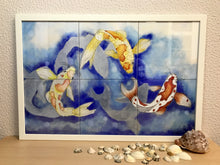 Carregar imagem no visualizador da galeria, Ilustração Carpas, Quadro, Decoração, Reprodução do Original, Gravura, Giclée, Peixes, Edição Limitada, Número de série,