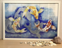 Carregar imagem no visualizador da galeria, Ilustração Carpas, Quadro, Decoração, Reprodução do Original, Gravura, Giclée, Peixes, Edição Limitada, Número de série,