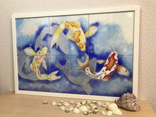 Carregar imagem no visualizador da galeria, Ilustração Carpas, Quadro, Decoração, Reprodução do Original, Gravura, Giclée, Peixes, Edição Limitada, Número de série,