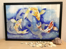 Carregar imagem no visualizador da galeria, Ilustração Carpas, Quadro, Decoração, Reprodução do Original, Gravura, Giclée, Peixes, Edição Limitada, Número de série,