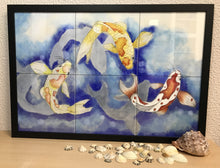 Carregar imagem no visualizador da galeria, Ilustração Carpas, Quadro, Decoração, Reprodução do Original, Gravura, Giclée, Peixes, Edição Limitada, Número de série,