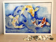 Carregar imagem no visualizador da galeria, Ilustração Carpas, Quadro, Decoração, Reprodução do Original, Gravura, Giclée, Peixes, Edição Limitada, Número de série, Fine Art
