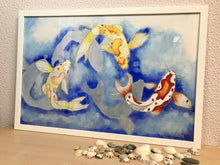 Carregar imagem no visualizador da galeria, Ilustração Carpas, Quadro, Decoração, Reprodução do Original, Gravura, Giclée, Peixes, Edição Limitada, Número de série, Fine Art