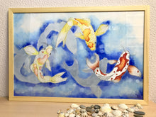 Carregar imagem no visualizador da galeria, Ilustração Carpas, Quadro, Decoração, Reprodução do Original, Gravura, Giclée, Peixes, Edição Limitada, Número de série, Fine Art