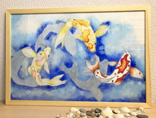 Carregar imagem no visualizador da galeria, Ilustração Carpas, Quadro, Decoração, Reprodução do Original, Gravura, Giclée, Peixes, Edição Limitada, Número de série, Fine Art