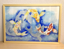 Carregar imagem no visualizador da galeria, Ilustração Carpas, Quadro, Decoração, Reprodução do Original, Gravura, Giclée, Peixes, Edição Limitada, Número de série, Fine Art