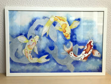 Carregar imagem no visualizador da galeria, Ilustração Carpas, Quadro, Decoração, Reprodução do Original, Gravura, Giclée, Peixes, Edição Limitada, Número de série, Fine Art