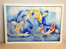Carregar imagem no visualizador da galeria, Ilustração Carpas, Quadro, Decoração, Reprodução do Original, Gravura, Giclée, Peixes, Edição Limitada, Número de série, Fine Art