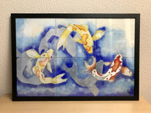Carregar imagem no visualizador da galeria, Ilustração Carpas, Quadro, Decoração, Reprodução do Original, Gravura, Giclée, Peixes, Edição Limitada, Número de série,