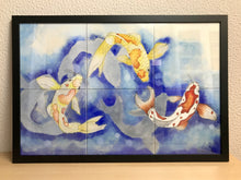 Carregar imagem no visualizador da galeria, Ilustração Carpas, Quadro, Decoração, Reprodução do Original, Gravura, Giclée, Peixes, Edição Limitada, Número de série,