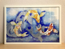 Carregar imagem no visualizador da galeria, Ilustração Carpas, Quadro, Decoração, Reprodução do Original, Gravura, Giclée, Peixes, Edição Limitada, Número de série,