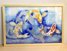Carregar imagem no visualizador da galeria, Ilustração Carpas, Quadro, Decoração, Reprodução do Original, Gravura, Giclée, Peixes, Edição Limitada, Número de série,