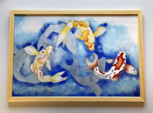 Carregar imagem no visualizador da galeria, Ilustração Carpas, Quadro, Decoração, Reprodução do Original, Gravura, Giclée, Peixes, Edição Limitada, Número de série, Fine Art