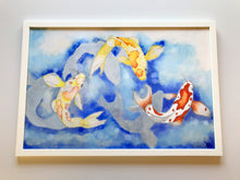 Carregar imagem no visualizador da galeria, Ilustração Carpas, Quadro, Decoração, Reprodução do Original, Gravura, Giclée, Peixes, Edição Limitada, Número de série, Fine Art