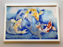 Carregar imagem no visualizador da galeria, Ilustração Carpas, Quadro, Decoração, Reprodução do Original, Gravura, Giclée, Peixes, Edição Limitada, Número de série, Fine Art