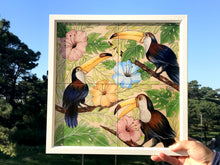 Carregar imagem no visualizador da galeria, Ilustração Pássaros Trotical, Tucanos, floresta, Quadro, Decoração, Reprodução do Original, Edição Limitada, Número de série, tamanho Médio