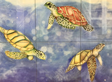 Carregar imagem no visualizador da galeria, Ilustração Tartarugas, Tartarugas marinhas, Fundo do Mar, Quadro, Decoração, Reprodução do Original, Edição Limitada, Número de série,