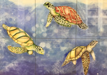 Carregar imagem no visualizador da galeria, Ilustração Tartarugas, Tartarugas marinhas, Fundo do Mar, Quadro, Decoração, Reprodução do Original, Edição Limitada, Número de série,