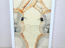 Carregar imagem no visualizador da galeria, Quadro com ilustração, com Moldura, Coelhos, Pop Art, Arte para Pendura, papel foto, Gravura, reprodução, Arte Impressa, Giclée, Decoração