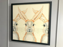 Carregar imagem no visualizador da galeria, Quadro com ilustração, com Moldura, Coelhos, Pop Art, Arte para Pendura, Fine art, Gravura, reprodução, Arte Impressa, Giclée, Decoração