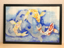 Carregar imagem no visualizador da galeria, Ilustração Carpas, Quadro, Decoração, Reprodução do Original, Gravura, Giclée, Peixes, Edição Limitada, Número de série, Fine Art