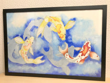 Carregar imagem no visualizador da galeria, Ilustração Carpas, Quadro, Decoração, Reprodução do Original, Gravura, Giclée, Peixes, Edição Limitada, Número de série, Fine Art