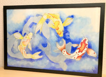 Carregar imagem no visualizador da galeria, Ilustração Carpas, Quadro, Decoração, Reprodução do Original, Gravura, Giclée, Peixes, Edição Limitada, Número de série, Fine Art