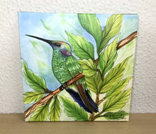 Carregar imagem no visualizador da galeria, Quadro com Pintura pássaro, Beija-Flor, Tela impressa pássaro, Quadro, Tela, Impressão em Tela, Arte, Natureza, Floresta, Pássaros, Aves
