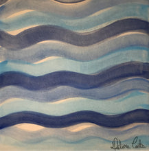 Carregar imagem no visualizador da galeria, Quadro Azulejo Sardinha, ondas do Mar/ Azul e Vermelho - 24x24cm