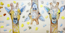 Carregar imagem no visualizador da galeria, Quadro com Pintura Girafas Coloridas, Pop Art, Pintura Pop, Arte para Pendura, Arte Figurativa, Quadro divertido, Tela, Impressão em Tela