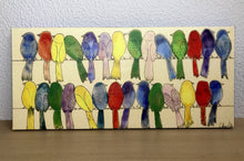 Carregar imagem no visualizador da galeria, Quadro com Pintura de Pássaros Coloridas, Pop Art, Pintura Pop, Arte para Pendura, Arte, Quadro divertido, Tela, Impressão em Tela, Pássaros