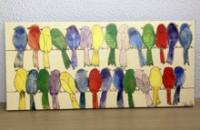 Carregar imagem no visualizador da galeria, Quadro com Pintura de Pássaros Coloridas, Pop Art, Pintura Pop, Arte para Pendura, Arte, Quadro divertido, Tela, Impressão em Tela, Pássaros