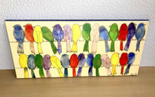 Carregar imagem no visualizador da galeria, Quadro com Pintura de Pássaros Coloridas, Pop Art, Pintura Pop, Arte para Pendura, Arte, Quadro divertido, Tela, Impressão em Tela, Pássaros