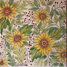 Carregar imagem no visualizador da galeria, Quardo Azulejo Andorinha Girassol - 24x24cm