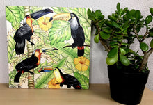 Carregar imagem no visualizador da galeria, Quadro com Pintura de Pássaro Tropical e Exótico, Tela, quadro, Tela impressa de pássaros, Impressão em Tela, Art, Tucanos, Pássaro Tropical