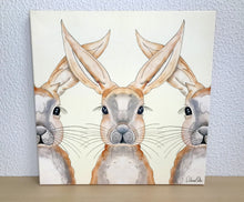 Carregar imagem no visualizador da galeria, Quadro com Pintura Coelhos, Pop Art, Pintura Pop, Coelhos, Arte para Pendura, Arte Figurativa, Quadro divertido, Tela, Impressão em Tela