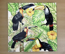 Carregar imagem no visualizador da galeria, Quadro com Pintura de Pássaro Tropical e Exótico, Tela, quadro, Tela impressa de pássaros, Impressão em Tela, Art, Tucanos, Pássaro Tropical