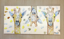 Carregar imagem no visualizador da galeria, Quadro com Pintura Girafas Coloridas, Pop Art, Pintura Pop, Arte para Pendura, Arte Figurativa, Quadro divertido, Tela, Impressão em Tela